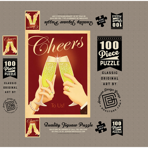 Cheers To Us! Vintage Poster 100 Jigsaw Puzzle box 3D Modell