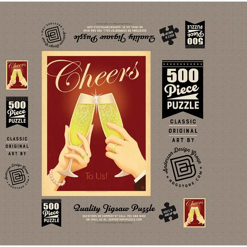 Cheers To Us! Vintage Poster 500 Jigsaw Puzzle box 3D Modell