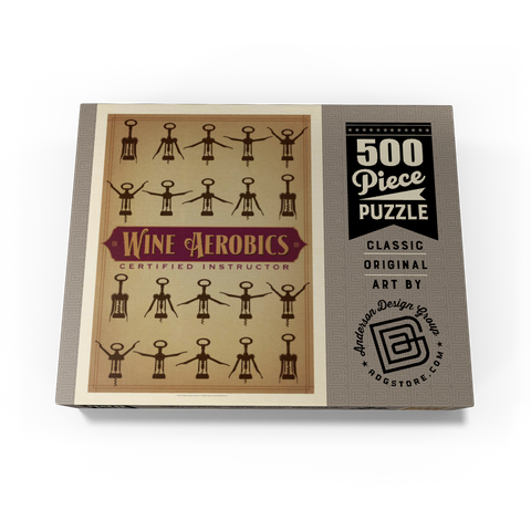 Wine Aerobics, Vintage Poster 500 Jigsaw Puzzle box view3