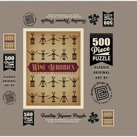 Wine Aerobics, Vintage Poster 500 Jigsaw Puzzle box 3D Modell