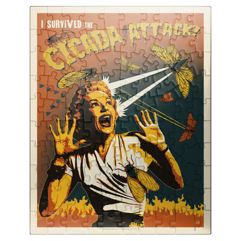 puzzleplate Cicada Invasion: Screaming Woman, Vintage Poster 100 Jigsaw Puzzle