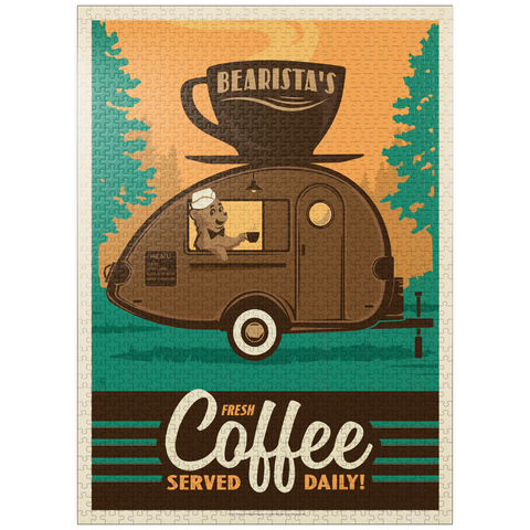 puzzleplate Bearista Coffee Trailer, Vintage Poster 1000 Jigsaw Puzzle