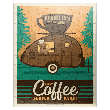 puzzleplate Bearista Coffee Trailer, Vintage Poster 100 Jigsaw Puzzle