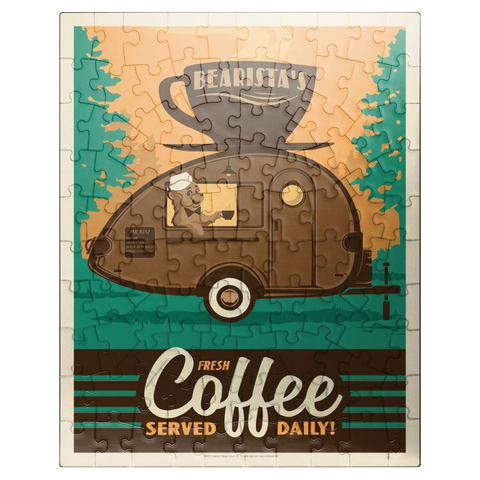 puzzleplate Bearista Coffee Trailer, Vintage Poster 100 Jigsaw Puzzle