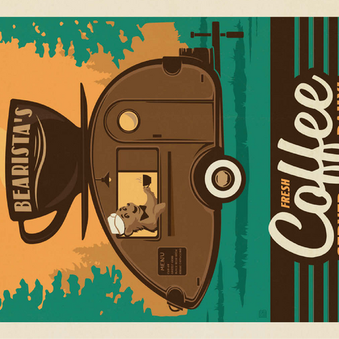 Bearista Coffee Trailer, Vintage Poster 100 Jigsaw Puzzle 3D Modell