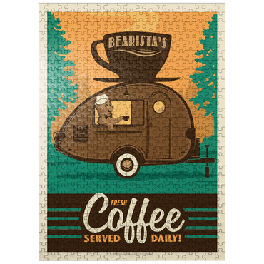 puzzleplate Bearista Coffee Trailer, Vintage Poster 500 Jigsaw Puzzle