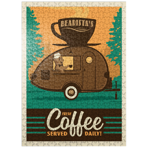 puzzleplate Bearista Coffee Trailer, Vintage Poster 500 Jigsaw Puzzle