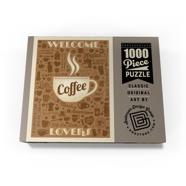 Coffee Pattern Print, Vintage Poster 1000 Jigsaw Puzzle box view3