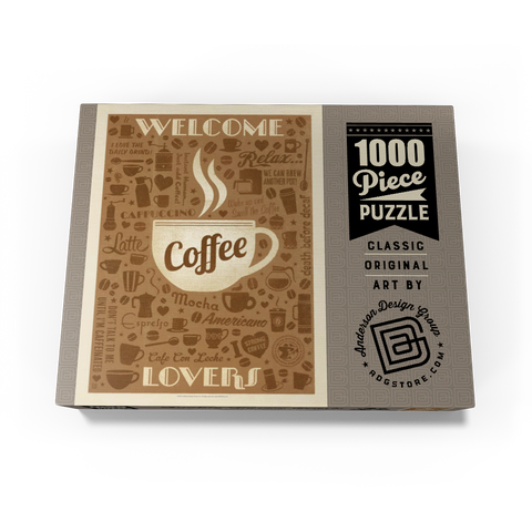 Coffee Pattern Print, Vintage Poster 1000 Jigsaw Puzzle box view3