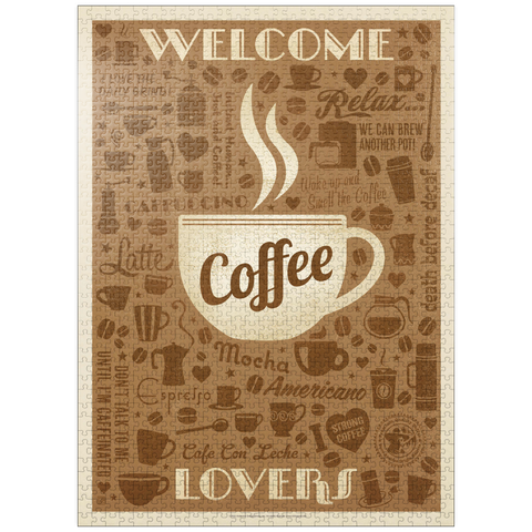puzzleplate Coffee Pattern Print, Vintage Poster 1000 Jigsaw Puzzle