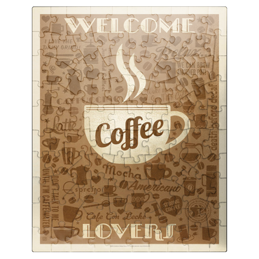 puzzleplate Coffee Pattern Print, Vintage Poster 100 Jigsaw Puzzle