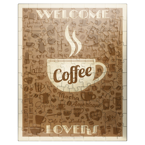 puzzleplate Coffee Pattern Print, Vintage Poster 100 Jigsaw Puzzle