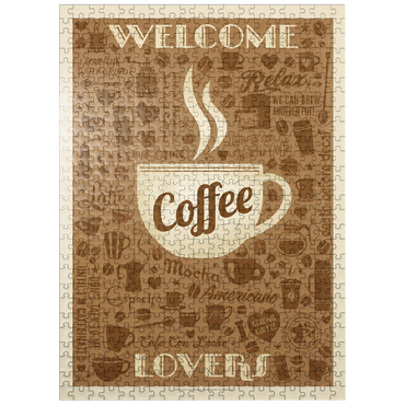 puzzleplate Coffee Pattern Print, Vintage Poster 500 Jigsaw Puzzle