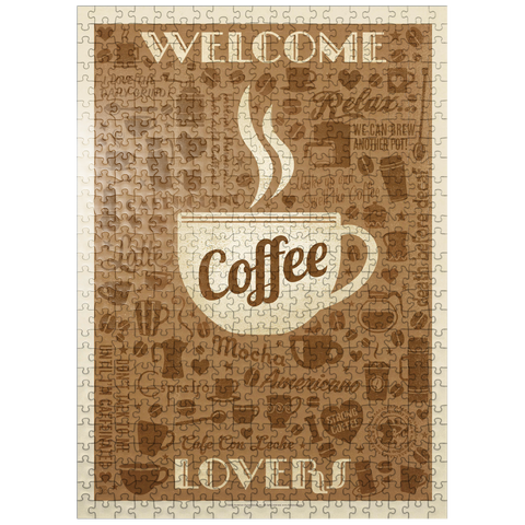 puzzleplate Coffee Pattern Print, Vintage Poster 500 Jigsaw Puzzle