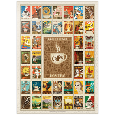 puzzleplate Coffee Collection: Multi-Image Print, Vintage Poster 1000 Jigsaw Puzzle