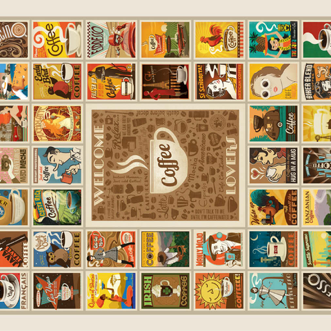 Coffee Collection: Multi-Image Print, Vintage Poster 100 Jigsaw Puzzle 3D Modell