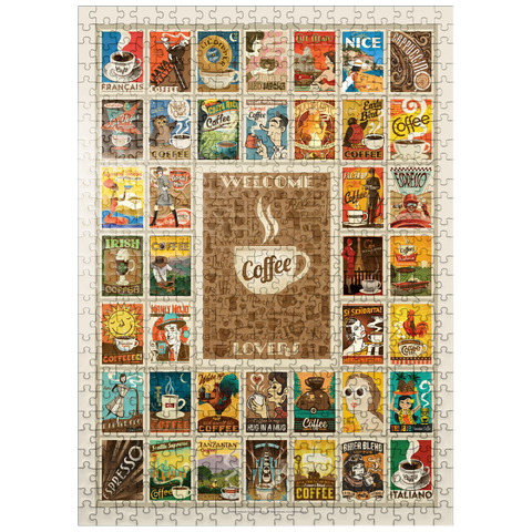 puzzleplate Coffee Collection: Multi-Image Print, Vintage Poster 500 Jigsaw Puzzle