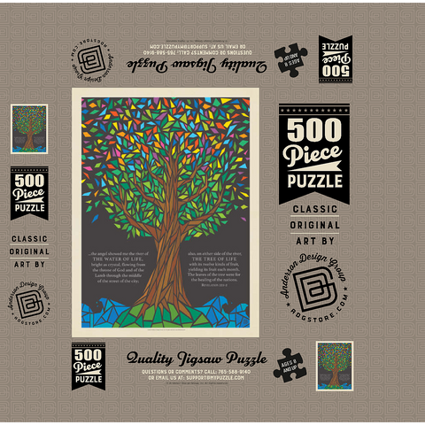 Tree Of Life, Vintage Poster 500 Jigsaw Puzzle box 3D Modell