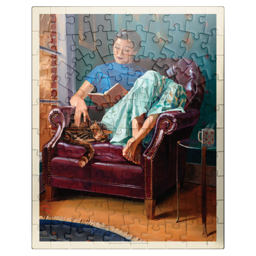 puzzleplate Oil Painting: Cat Nap, Vintage Poster 100 Jigsaw Puzzle
