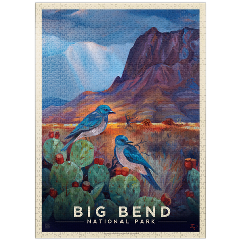 puzzleplate Big Bend National Park: Birds, Vintage Poster 1000 Jigsaw Puzzle