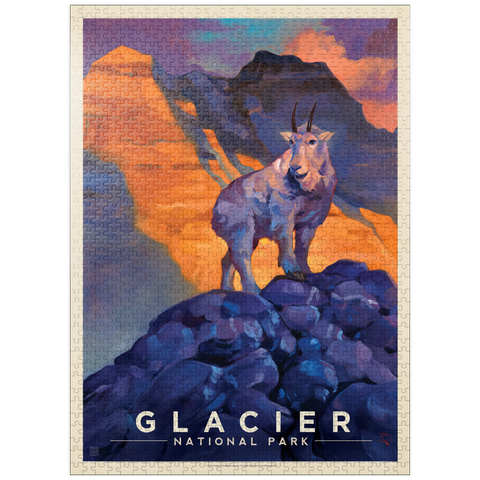 puzzleplate Glacier National Park: Mountain Goat, Vintage Poster 1000 Jigsaw Puzzle