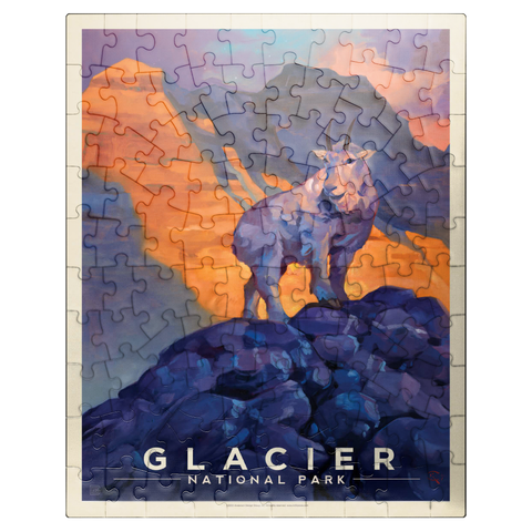 puzzleplate Glacier National Park: Mountain Goat, Vintage Poster 100 Jigsaw Puzzle