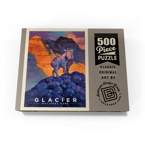 Glacier National Park: Mountain Goat, Vintage Poster 500 Jigsaw Puzzle box view3