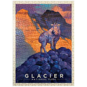 puzzleplate Glacier National Park: Mountain Goat, Vintage Poster 500 Jigsaw Puzzle