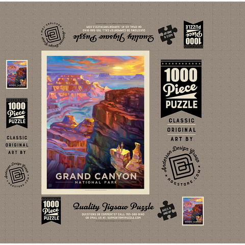 Grand Canyon National Park: Sunset, Vintage Poster 1000 Jigsaw Puzzle box 3D Modell