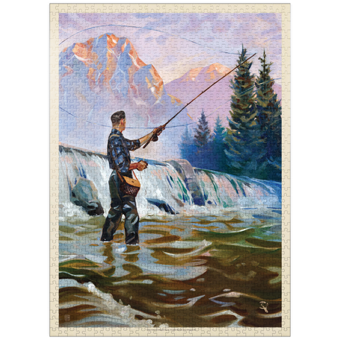 puzzleplate Classic Sportsman: Fly Fishing, Vintage Poster 1000 Jigsaw Puzzle