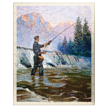 puzzleplate Classic Sportsman: Fly Fishing, Vintage Poster 100 Jigsaw Puzzle