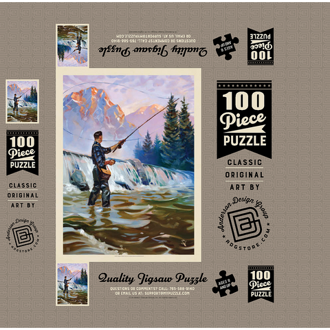 Classic Sportsman: Fly Fishing, Vintage Poster 100 Jigsaw Puzzle box 3D Modell