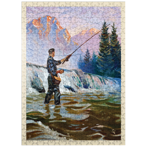 puzzleplate Classic Sportsman: Fly Fishing, Vintage Poster 500 Jigsaw Puzzle