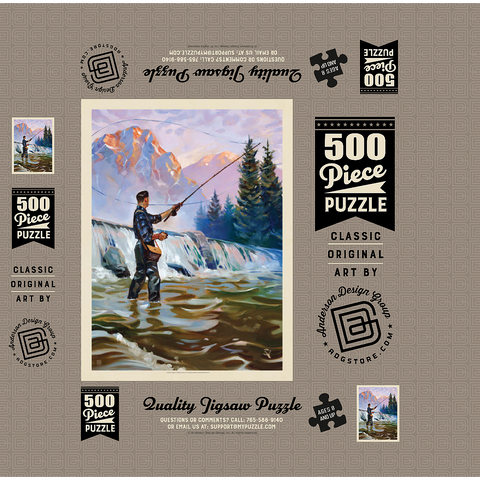 Classic Sportsman: Fly Fishing, Vintage Poster 500 Jigsaw Puzzle box 3D Modell