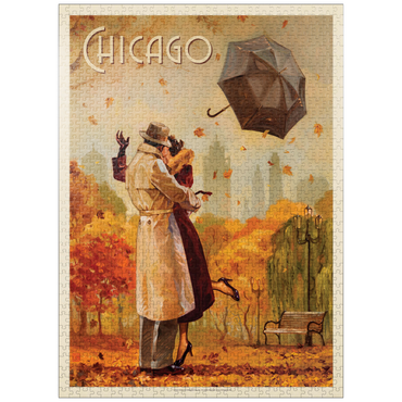 puzzleplate Chicago: Windy City Kiss, Vintage Poster 1000 Jigsaw Puzzle