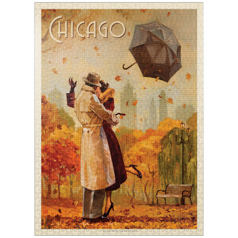 puzzleplate Chicago: Windy City Kiss, Vintage Poster 1000 Jigsaw Puzzle