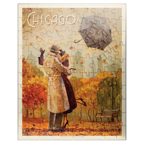 puzzleplate Chicago: Windy City Kiss, Vintage Poster 100 Jigsaw Puzzle