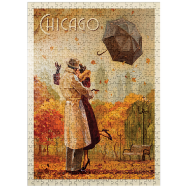 puzzleplate Chicago: Windy City Kiss, Vintage Poster 500 Jigsaw Puzzle