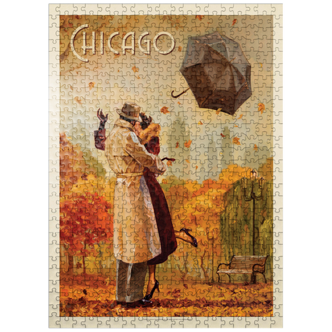 puzzleplate Chicago: Windy City Kiss, Vintage Poster 500 Jigsaw Puzzle
