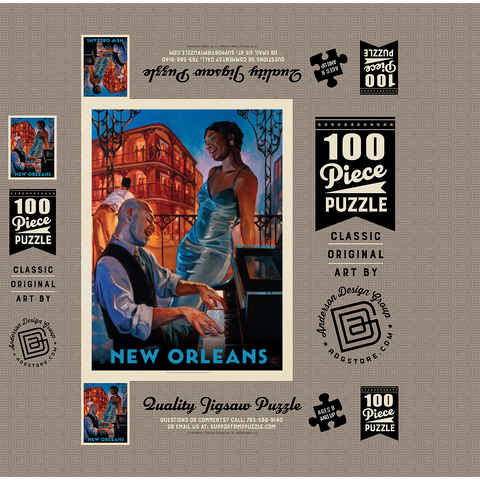 New Orleans: Jazz, Vintage Poster 100 Jigsaw Puzzle box 3D Modell