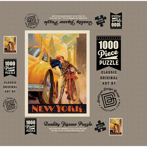 New York Minute, Vintage Poster 1000 Jigsaw Puzzle box 3D Modell