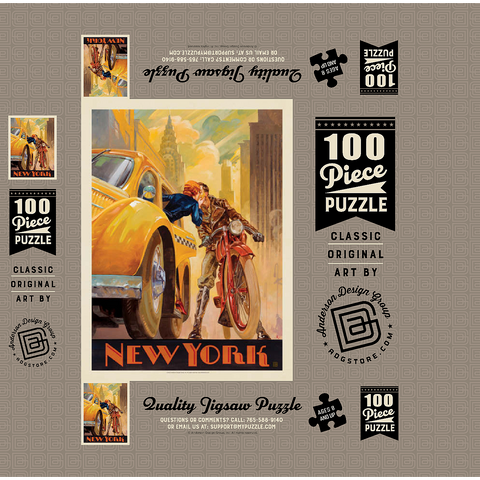 New York Minute, Vintage Poster 100 Jigsaw Puzzle box 3D Modell