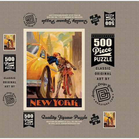 New York Minute, Vintage Poster 500 Jigsaw Puzzle box 3D Modell