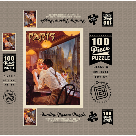 France: Paris When it Rains, Vintage Poster 100 Jigsaw Puzzle box 3D Modell