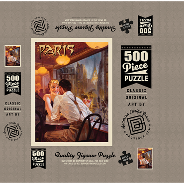 France: Paris When it Rains, Vintage Poster 500 Jigsaw Puzzle box 3D Modell