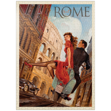 puzzleplate Italy: Rome by Vespa, Vintage Poster 1000 Jigsaw Puzzle