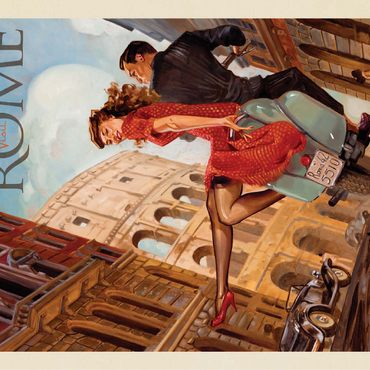 Italy: Rome by Vespa, Vintage Poster 100 Jigsaw Puzzle 3D Modell