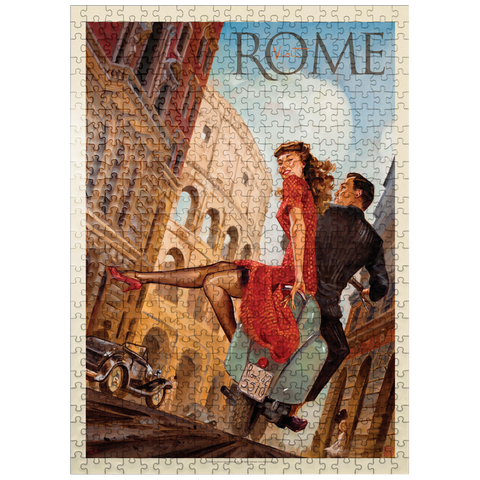 puzzleplate Italy: Rome by Vespa, Vintage Poster 500 Jigsaw Puzzle
