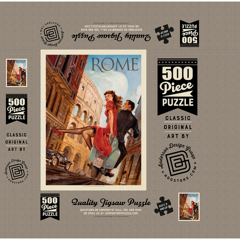 Italy: Rome by Vespa, Vintage Poster 500 Jigsaw Puzzle box 3D Modell