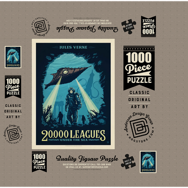 20,000 Leagues Under the Sea: Jules Verne, Vintage Poster 1000 Jigsaw Puzzle box 3D Modell